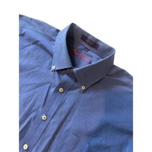 Alan Flusser Mens XL Blue Long Sleeve Button Down Cotton Dress Shirt RN 87939